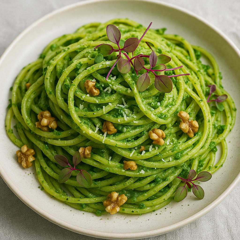 Amaranth Microgreen Pesto Pasta — Amaranth microgreens recipe