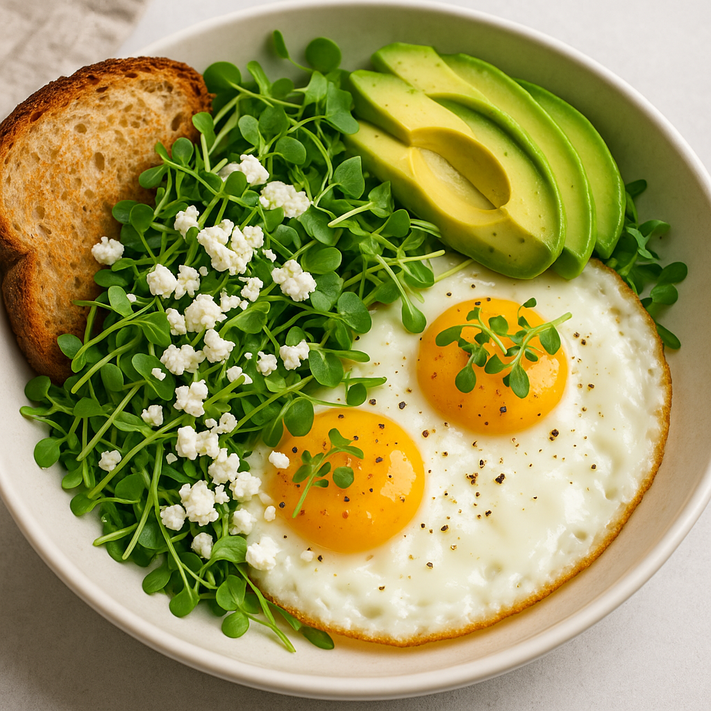 Savory Arugula Microgreen and Egg Breakfast Bowl — ChefPax Mix microgreens recipe