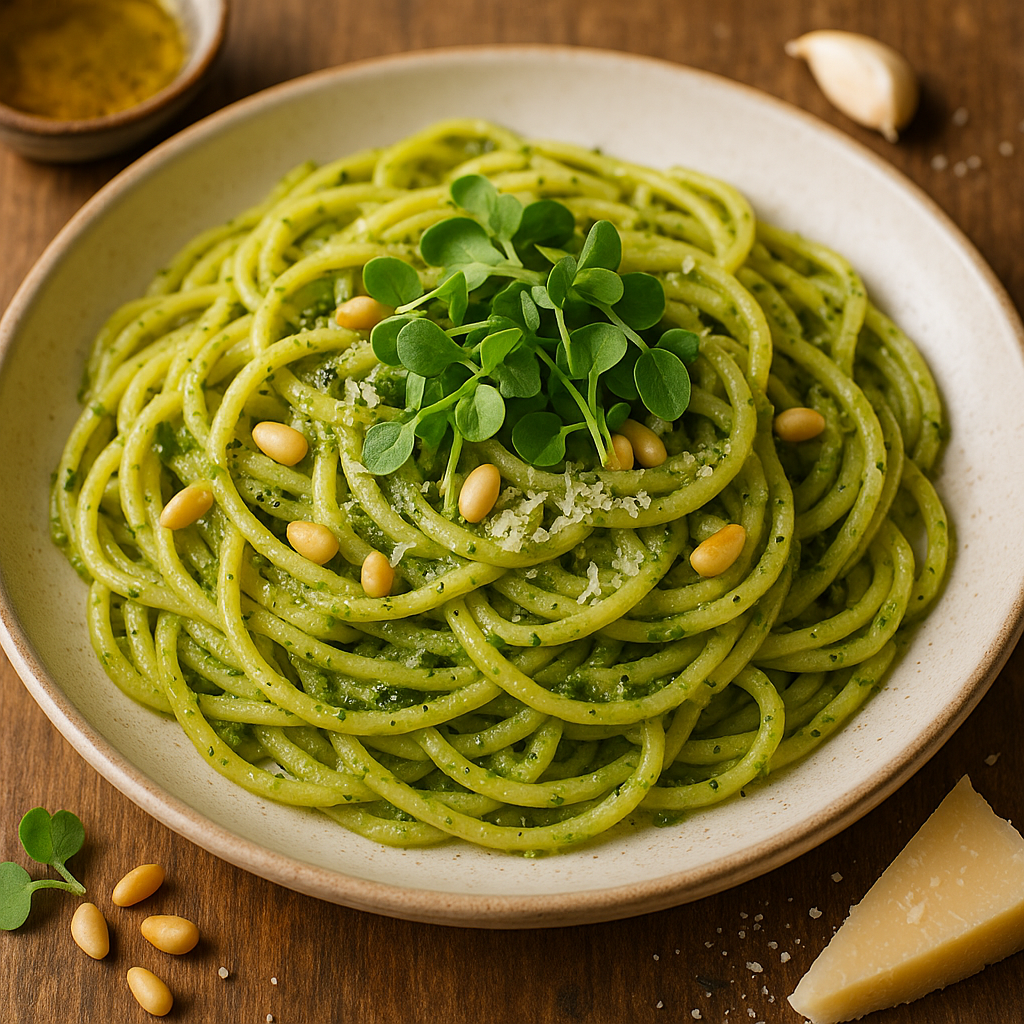 Arugula Microgreens Pesto Pasta