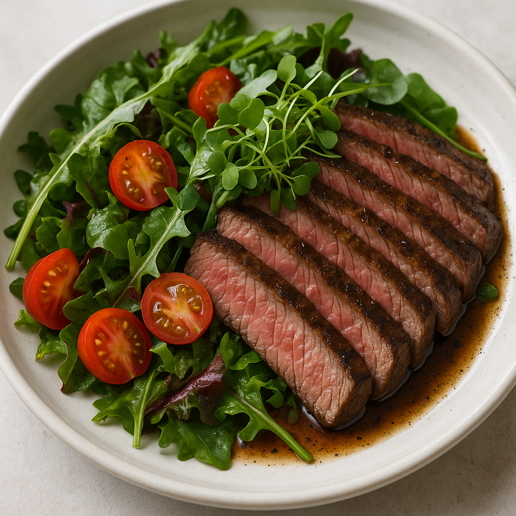 Steak Salad with Arugula Microgreens — Arugula microgreens recipe