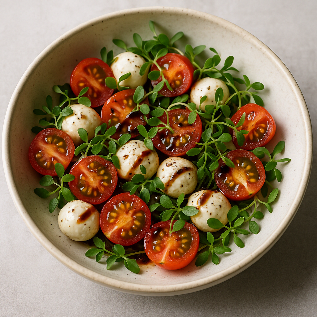 Basil Microgreen Caprese Salad Delight — Basil microgreens recipe
