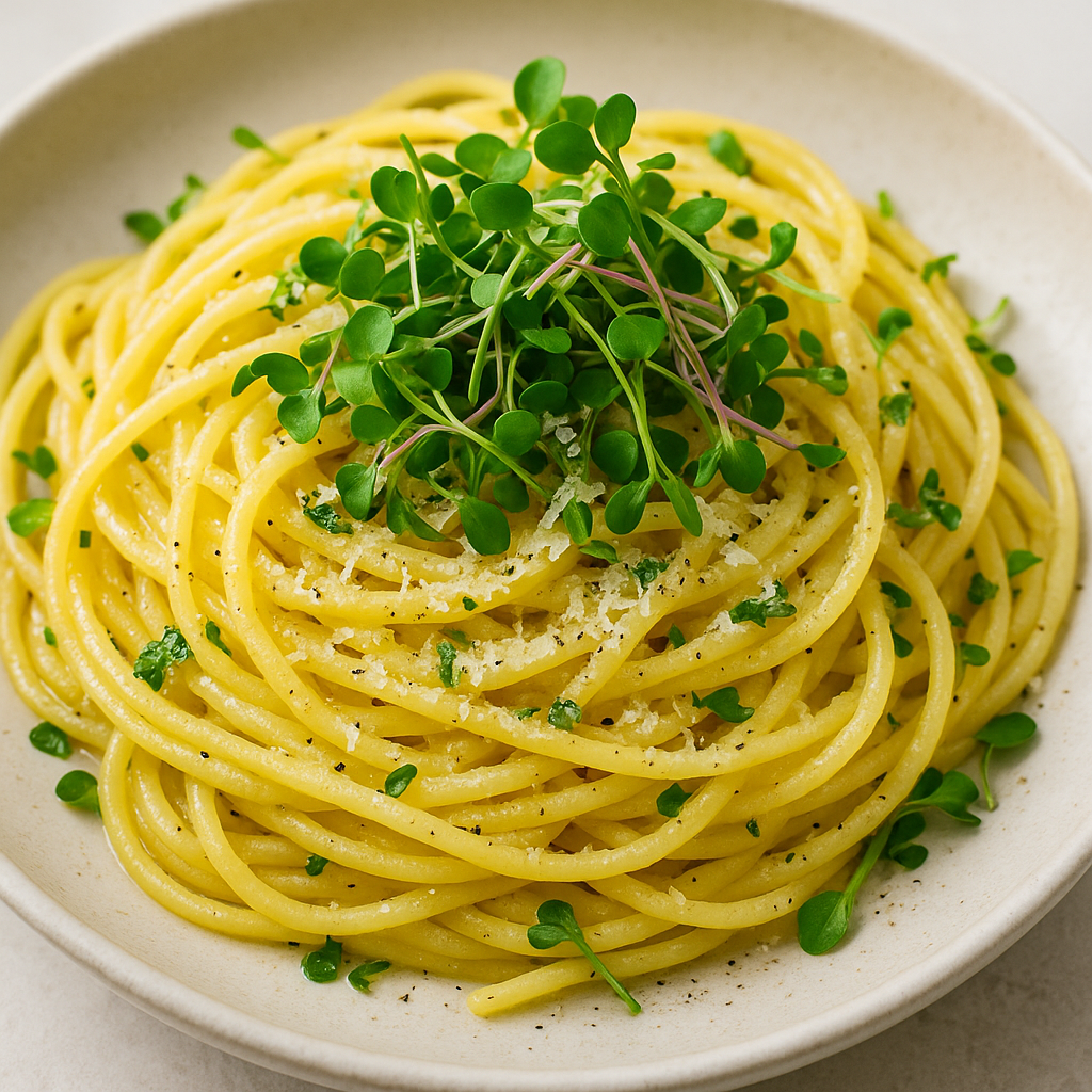 Broccoli Microgreens Lemon Pasta (18-Minute Vegetarian Dinner) — Broccoli microgreens recipe
