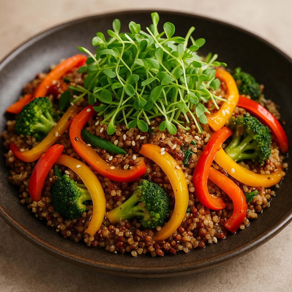 Buckwheat Microgreen Quinoa Stir-Fry — Buckwheat microgreens recipe