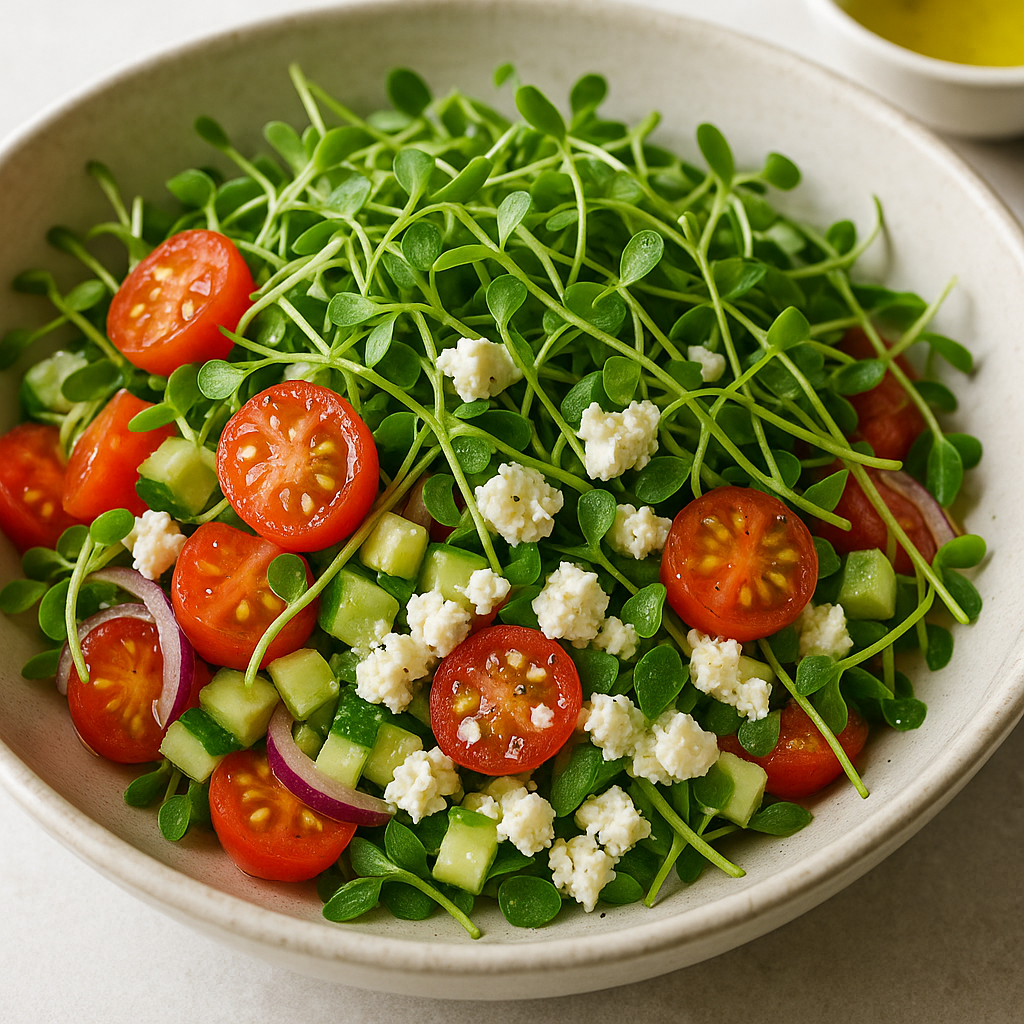 Buckwheat Microgreen Salad with Citrus Dressing — Buckwheat microgreens recipe