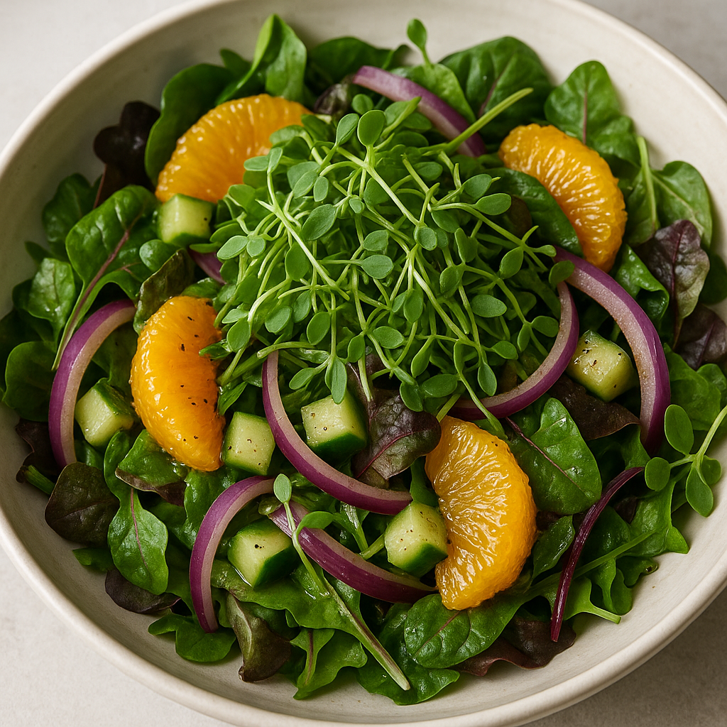 Buckwheat Microgreen Salad with Citrus Vinaigrette — Buckwheat microgreens recipe