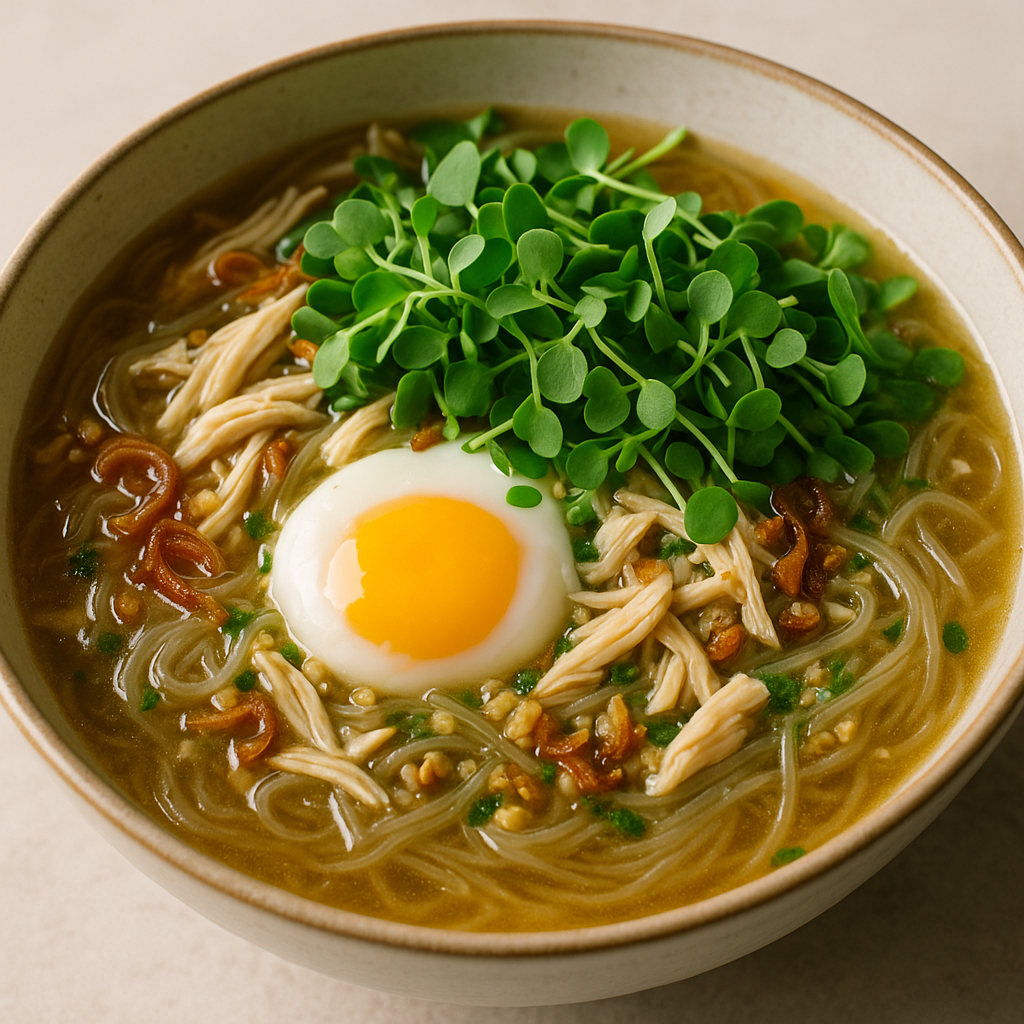 Tanghoon Noodle Soup with Buckwheat Microgreens — Buckwheat microgreens recipe