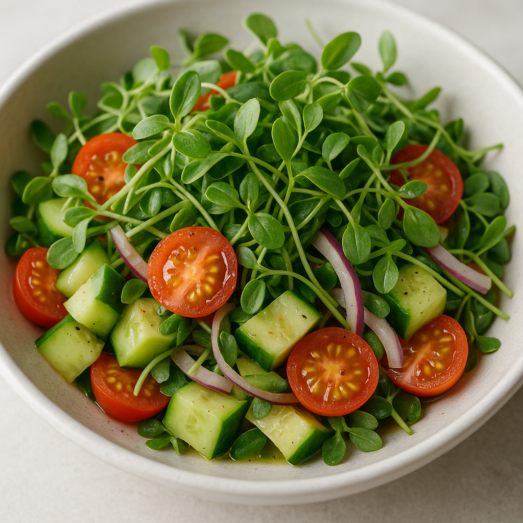 Cantaloupe Microgreen Salad with Citrus Vinaigrette — Cantaloupe microgreens recipe