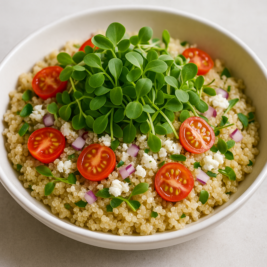 Cantaloupe Microgreens and Quinoa Salad — Cantaloupe microgreens recipe
