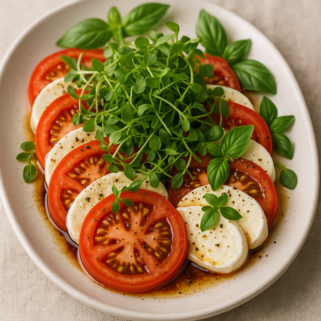 Caprese Salad with Basil Microgreens — Basil microgreens recipe