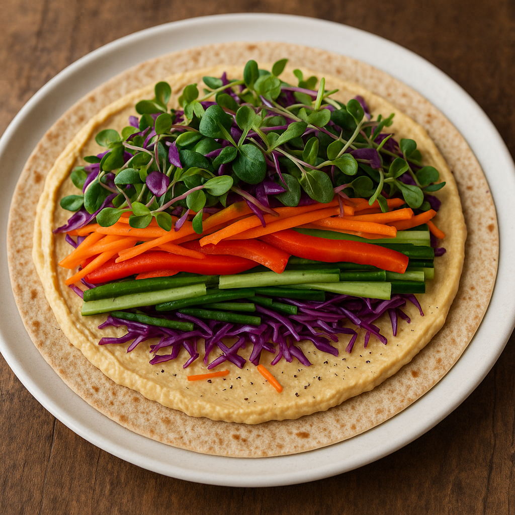 ChefPax Microgreens Wrap with Hummus and Veggies — ChefPax Mix microgreens recipe