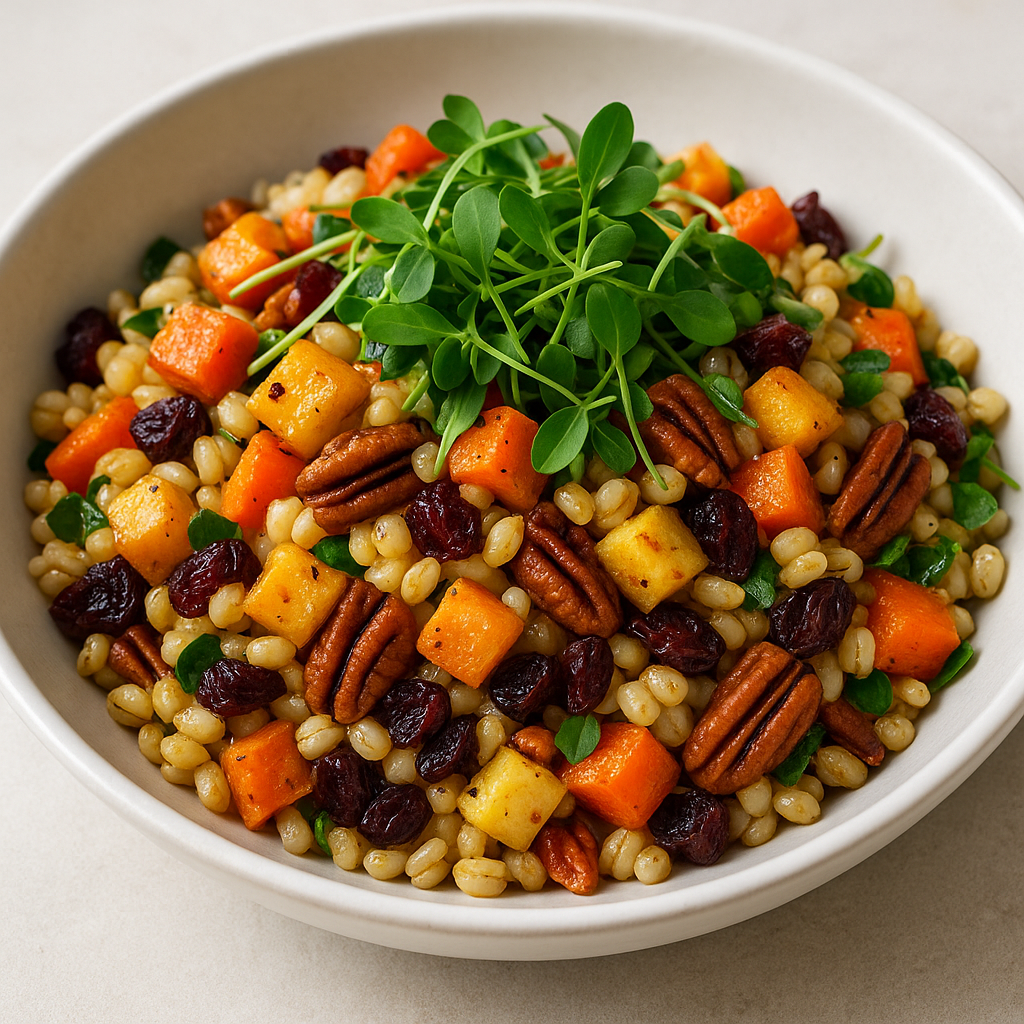 ChefPax Mix Microgreens Barley & Roasted Vegetable Salad (35-Minute Meal Prep) — ChefPax Mix microgreens recipe