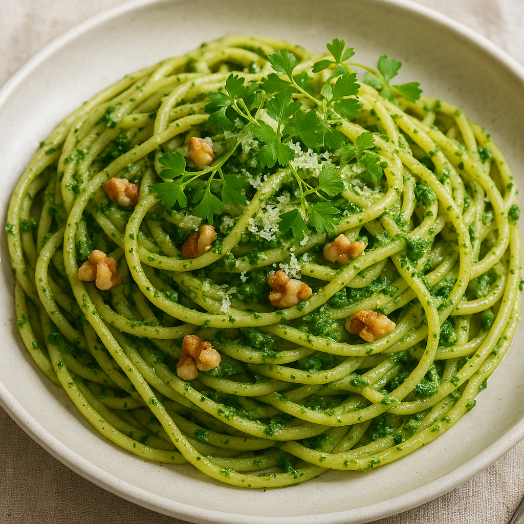 Chervil Microgreen Pesto Pasta Delight — Chervil microgreens recipe