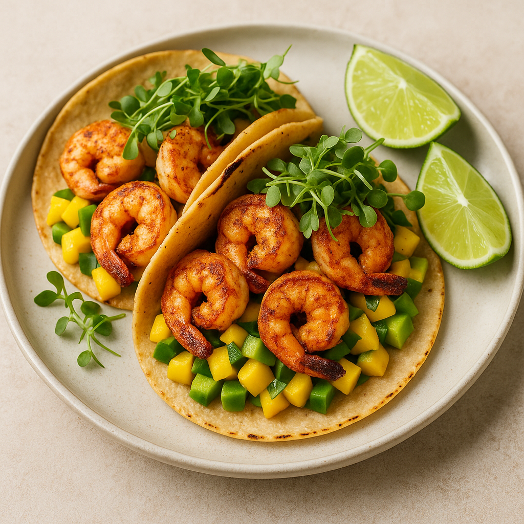 Cilantro Microgreens Lime Shrimp Tacos (20-Minute Mexican Dinner)