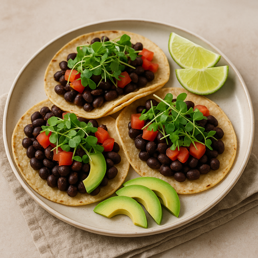 Cilantro Microgreen and Black Bean Tacos — Cilantro microgreens recipe