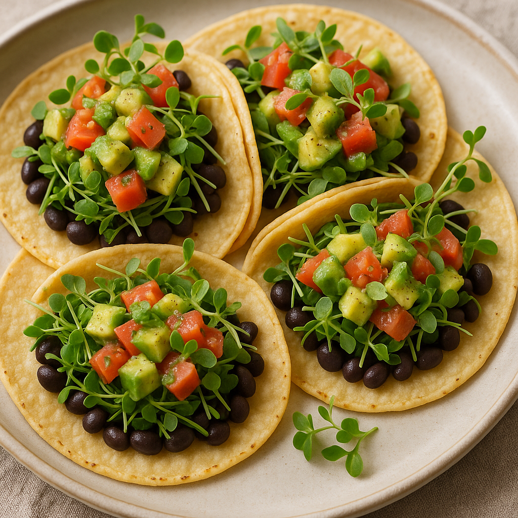 Cilantro Microgreens Tacos with Avocado Salsa — Cilantro microgreens recipe