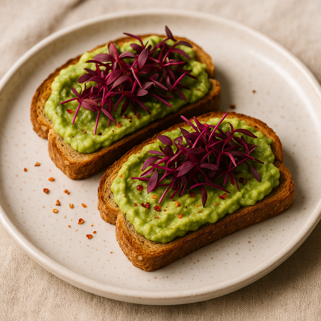 Creamy Avocado Toast with Amaranth Microgreens — Amaranth microgreens recipe