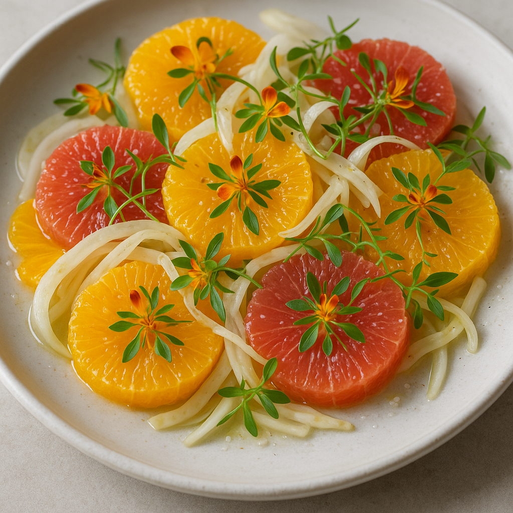 Citrus Salad with Edible Marigold Microgreens — Edible Marigold microgreens recipe