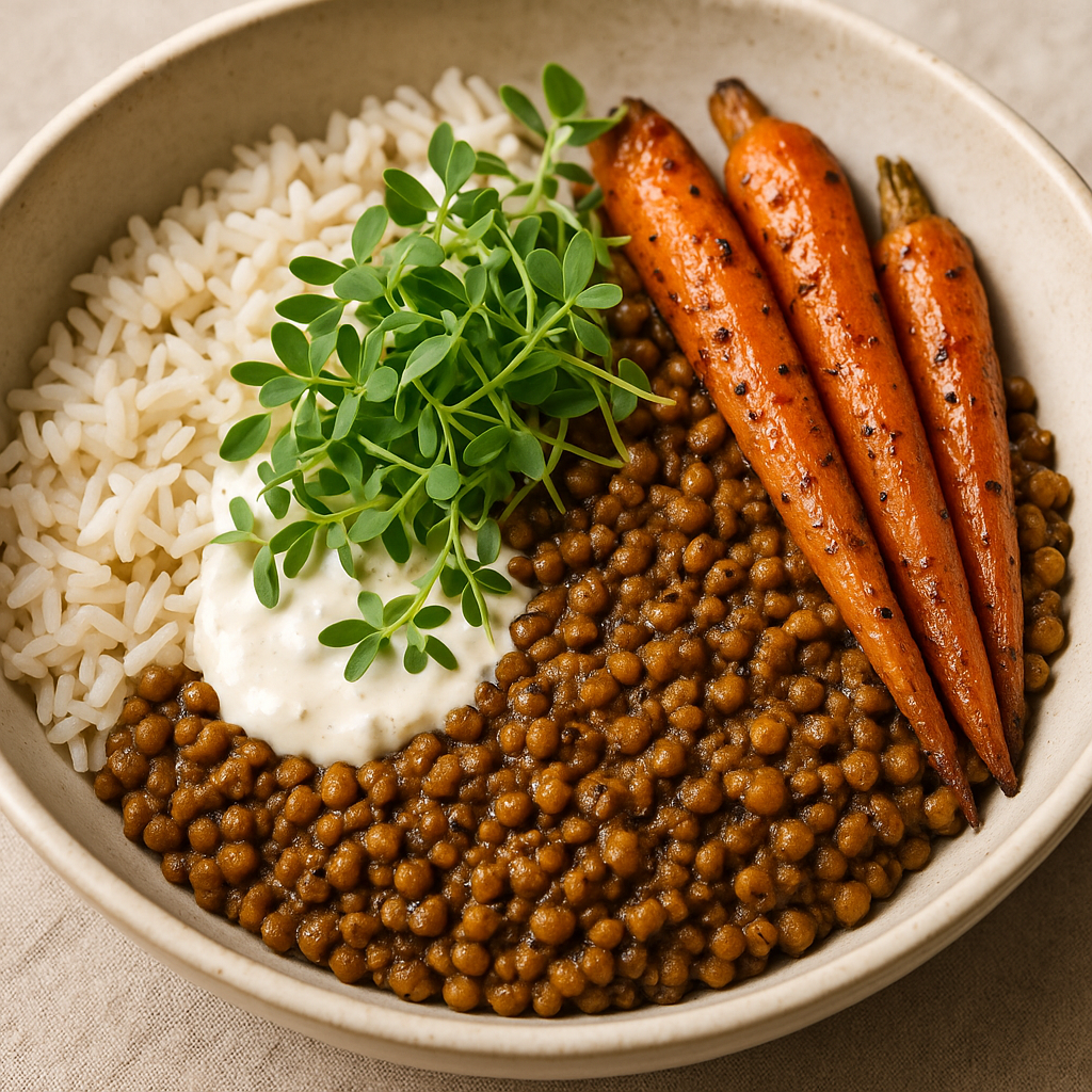 Spiced Lentil Bowl with Fenugreek Microgreens — Fenugreek microgreens recipe