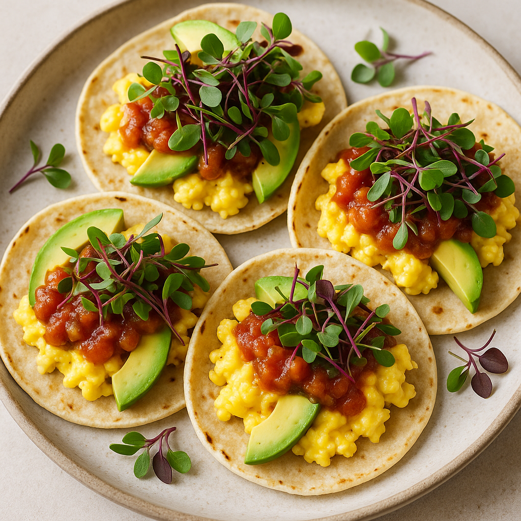Breakfast Tacos with Fire Mix Microgreens — Fire Mix microgreens recipe