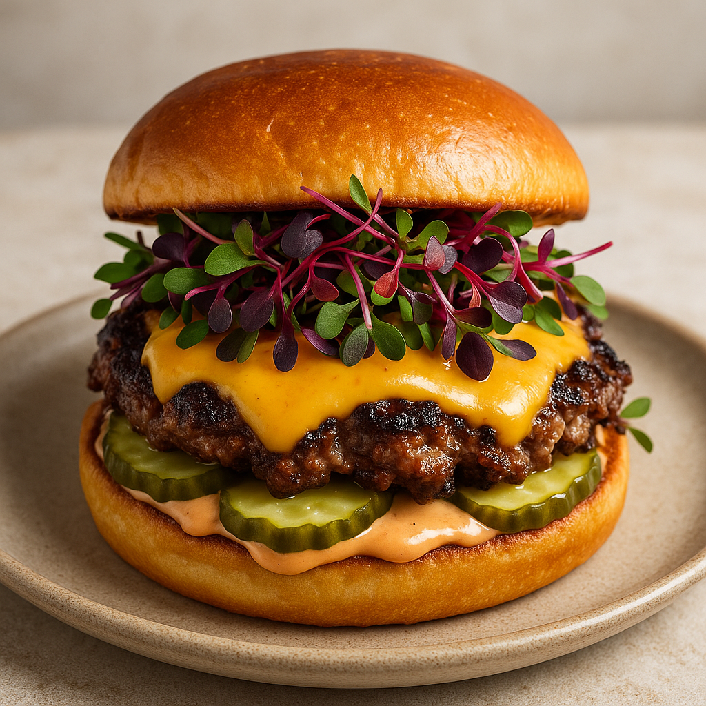 Fire Mix Smash Burger — Fire Mix microgreens recipe
