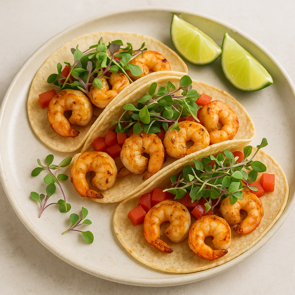 Grilled Shrimp Tacos with Shiso Microgreens — Shiso microgreens recipe