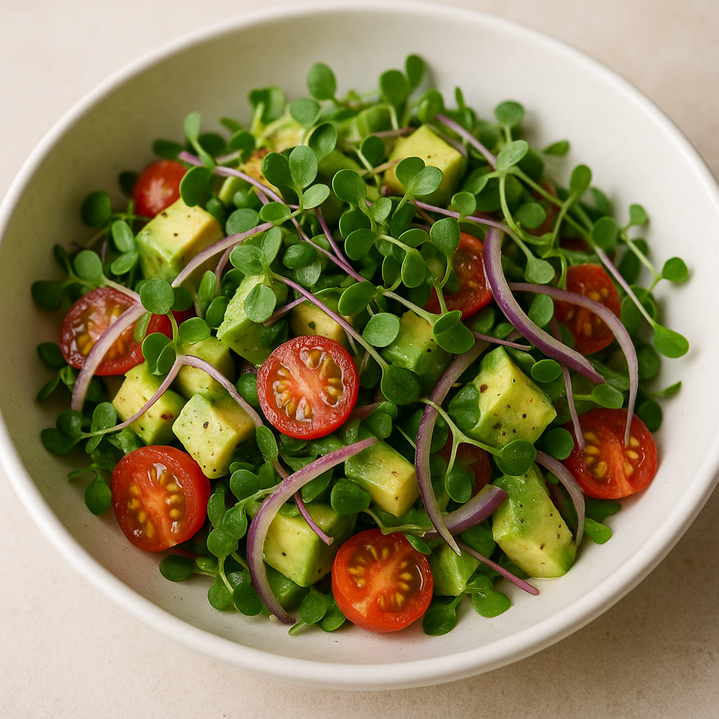 Kohlrabi Microgreen and Avocado Salad — Kohlrabi microgreens recipe