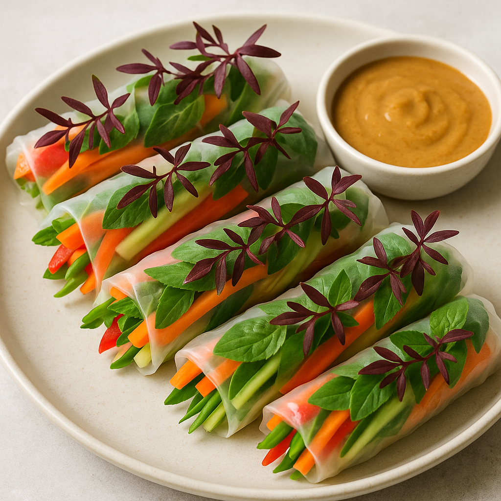 Mahogany Microgreen Rice Paper Rolls — Chinese Mahogany microgreens recipe