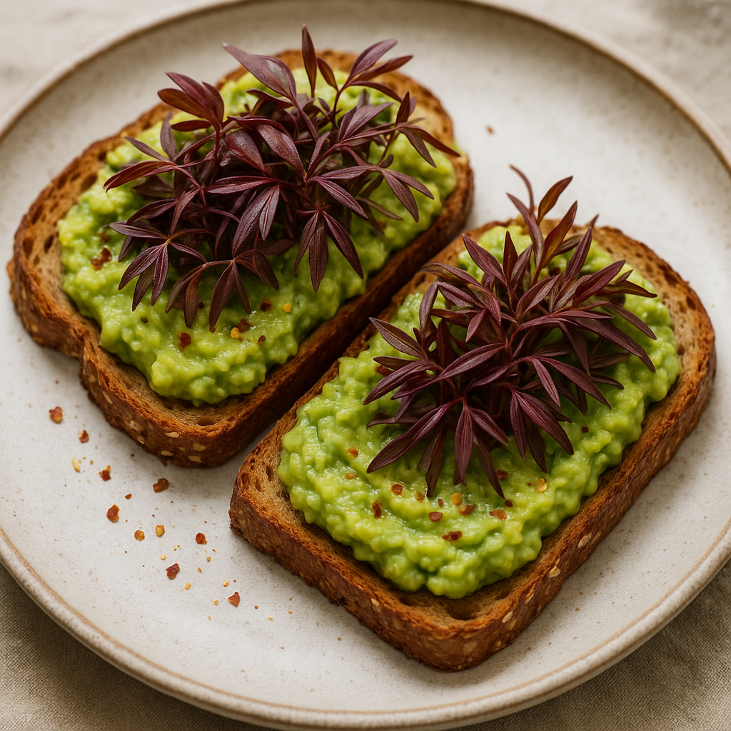 Mahogany Microgreens and Avocado Toast — Chinese Mahogany microgreens recipe