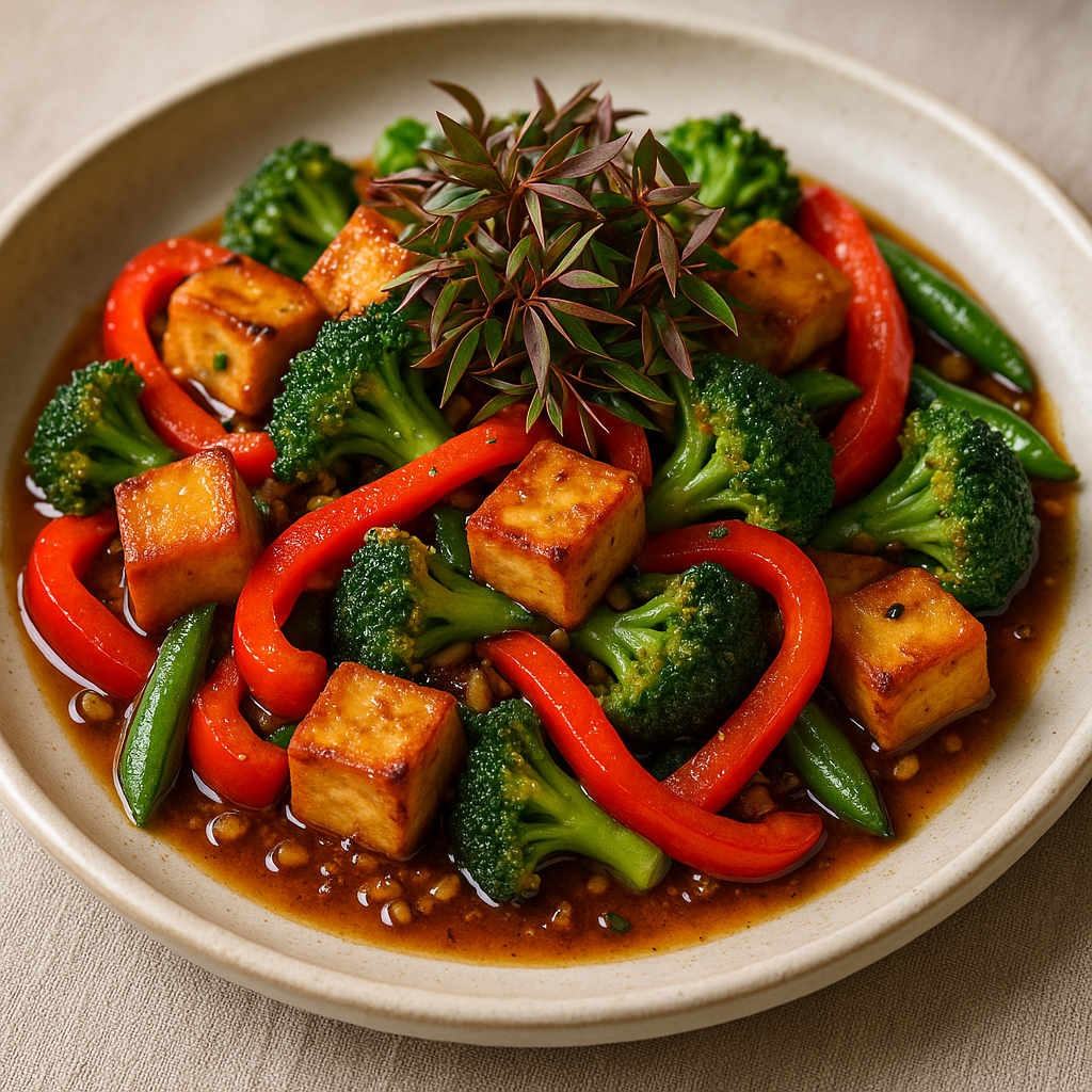 Mahogany Microgreens Stir-Fry with Tofu — Chinese Mahogany microgreens recipe