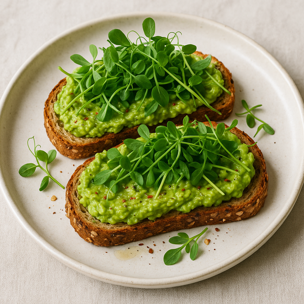 Pea Shoot and Avocado Toast Delight — Pea microgreens recipe