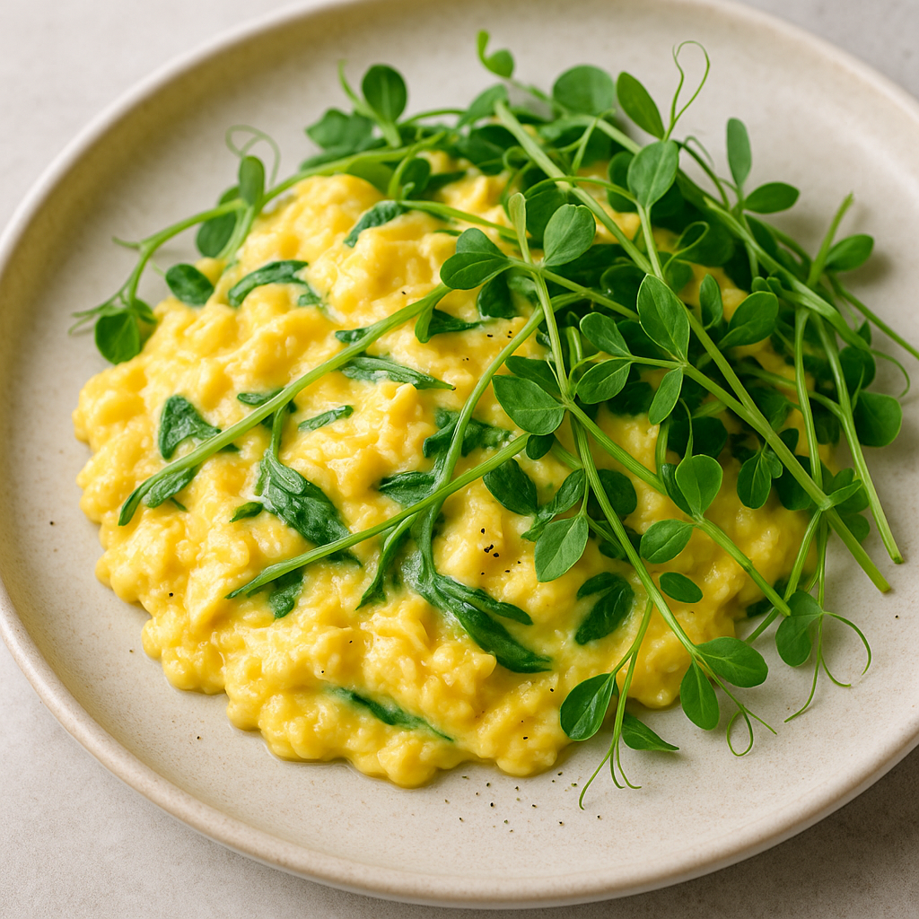 High-Protein Pea Shoot Scrambled Eggs (10-Minute Breakfast) — Pea microgreens recipe