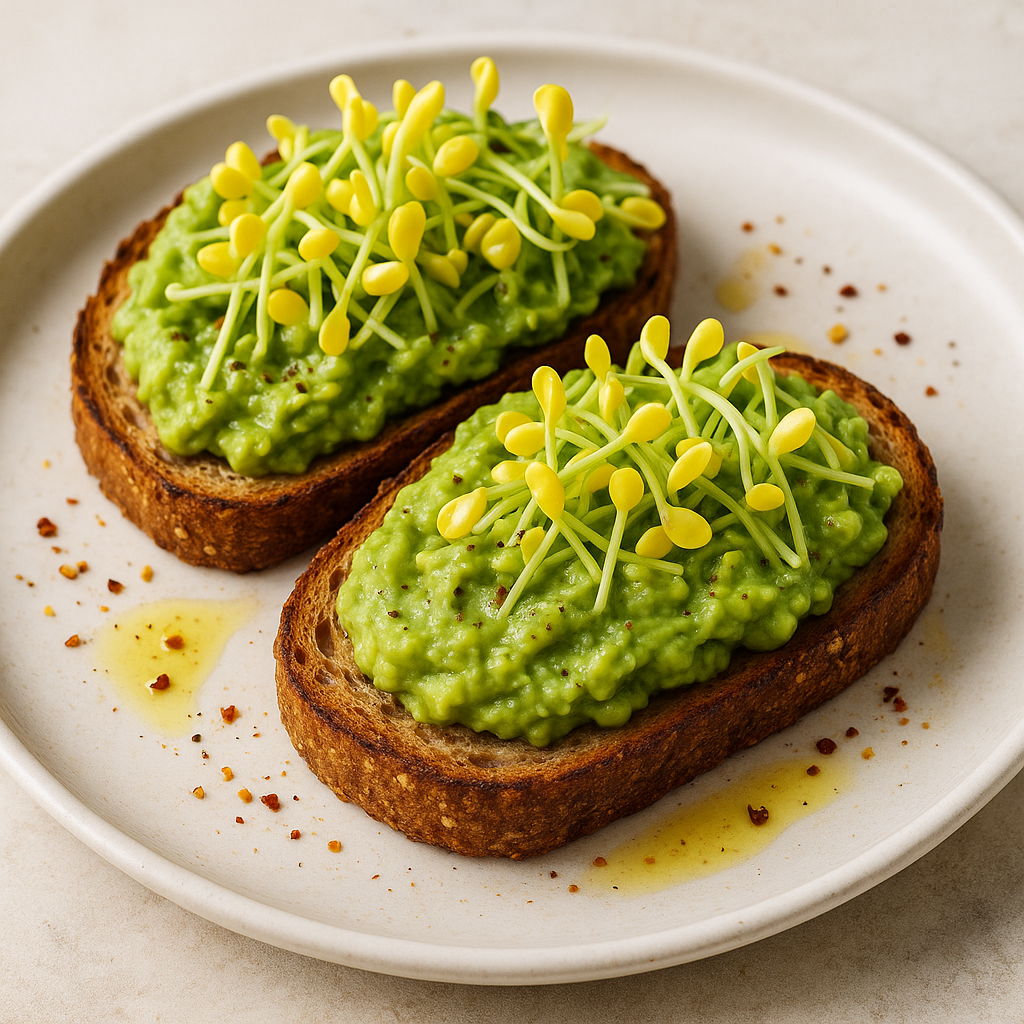 Popcorn Microgreens and Avocado Toast Delight — Popcorn microgreens recipe