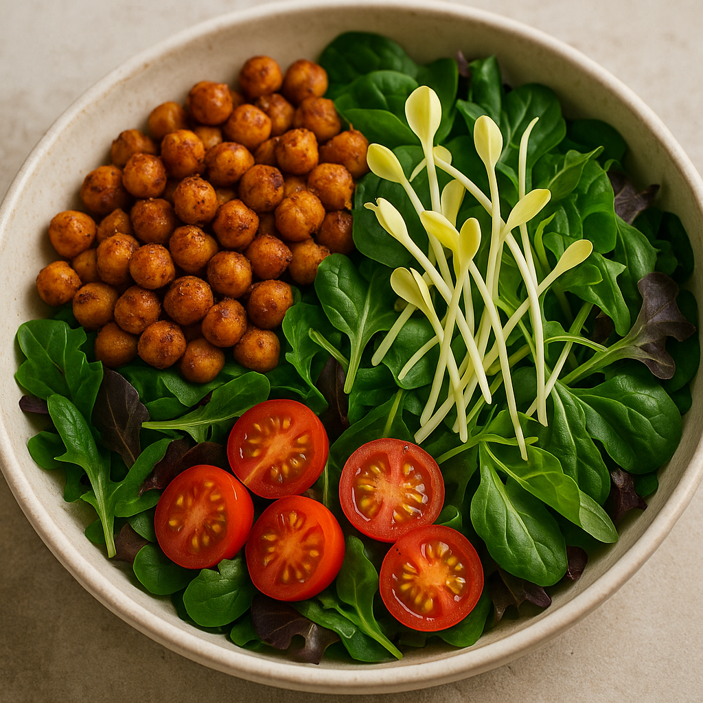 Popcorn Microgreens & Chickpea Salad Bowl — Popcorn microgreens recipe