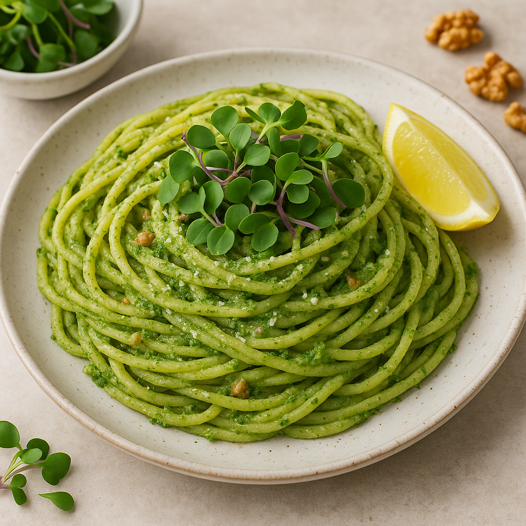 Radish Microgreen Pesto Pasta with Lemon — Radish recipe