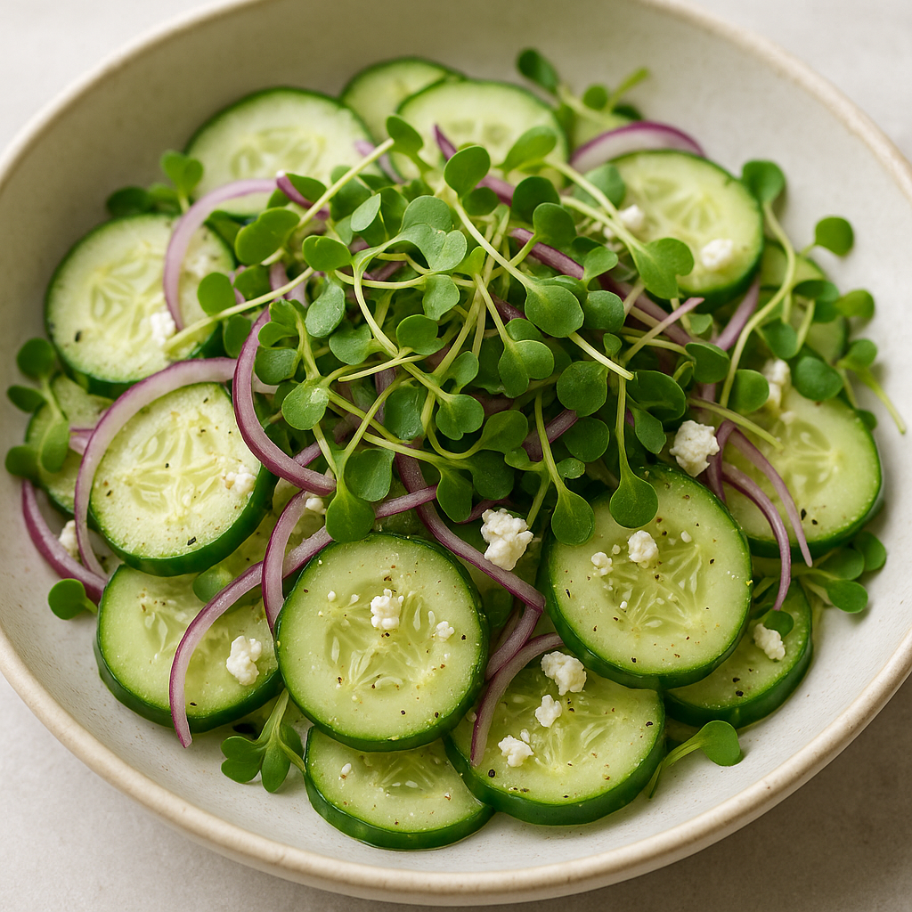 Radish Microgreens & Cucumber Salad — Radish microgreens recipe