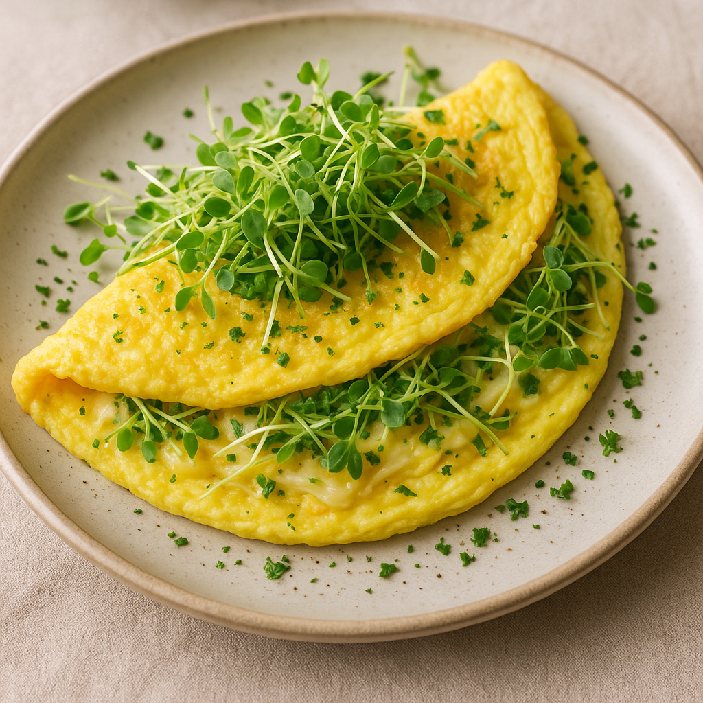 Savory Alfalfa Microgreens Omelette — Alfalfa sprouts recipe