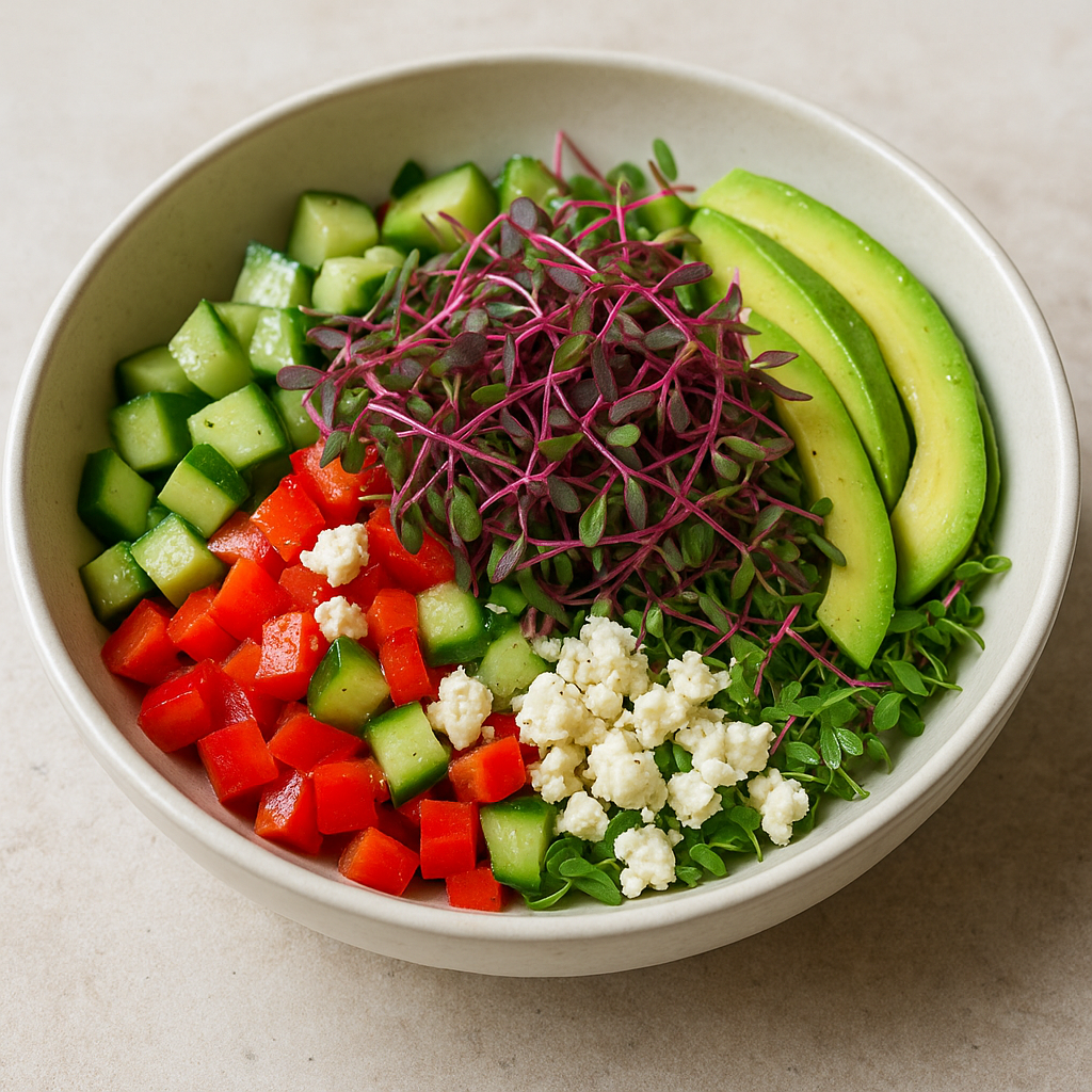 Savory Amaranth Microgreens Salad Bowl — Amaranth microgreens recipe