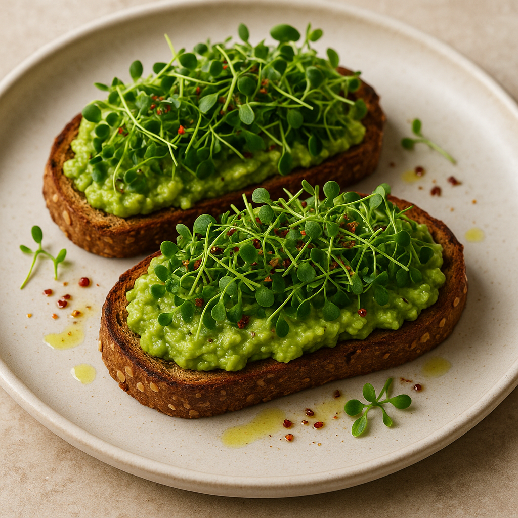 Savory Broccoli Microgreen and Avocado Toast — Broccoli microgreens recipe