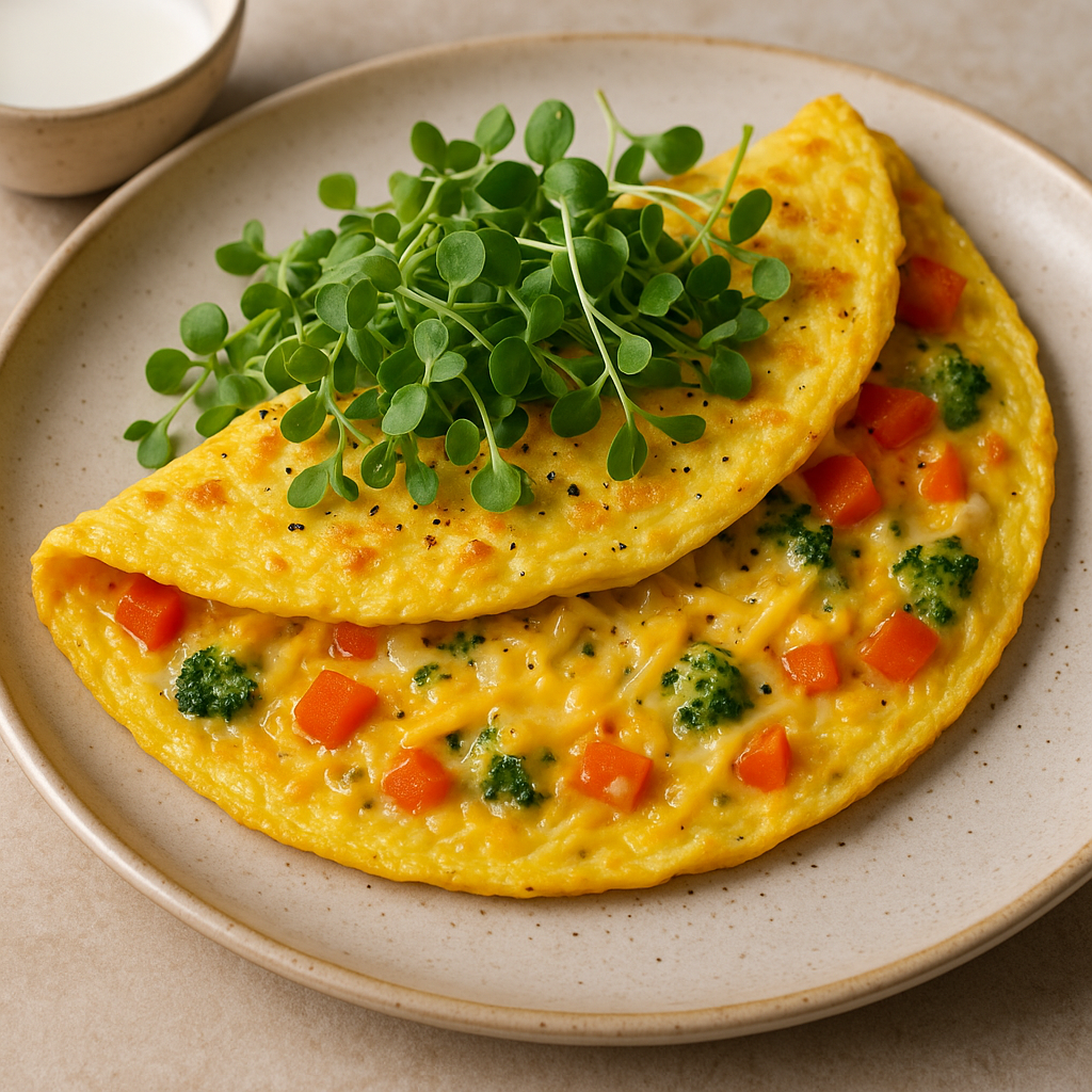 Savory Broccoli Microgreens Omelette — Broccoli microgreens recipe