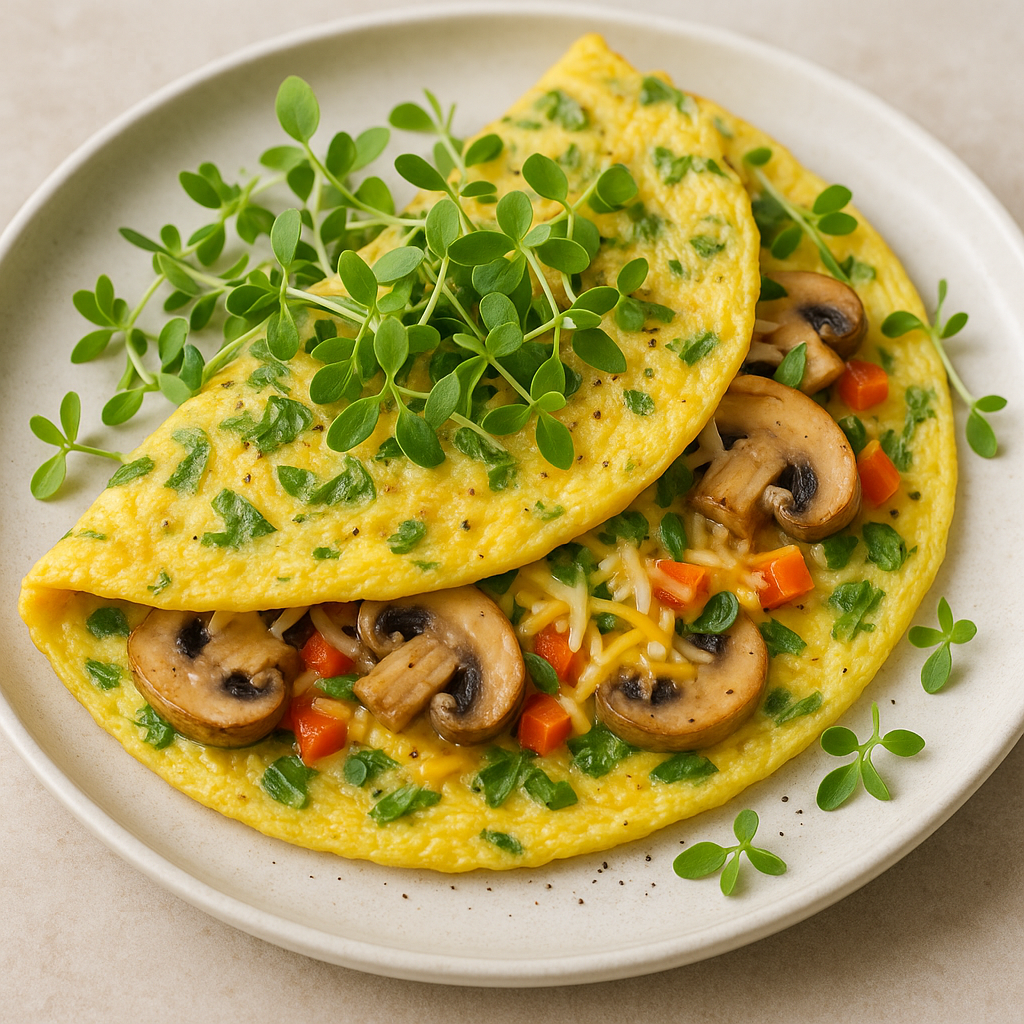 Savory Buckwheat Microgreen Omelette — Buckwheat microgreens recipe