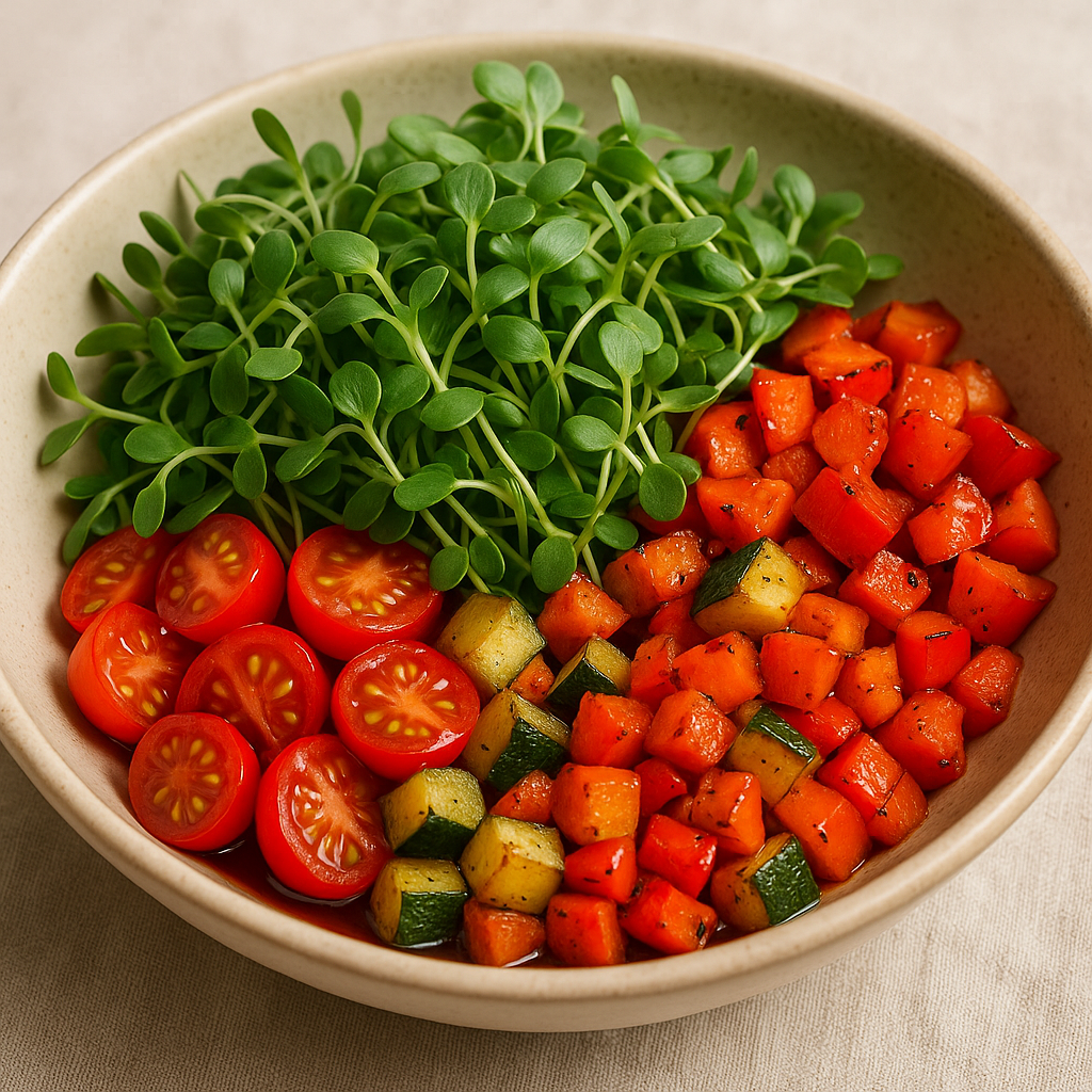 Savory Buckwheat Microgreen Salad Bowl — Buckwheat microgreens recipe