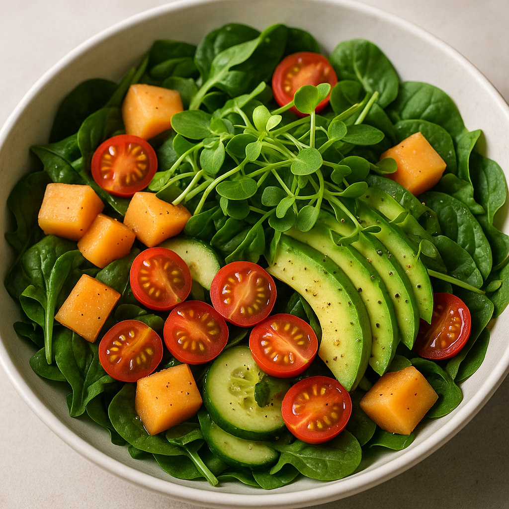 Savory Cantaloupe Microgreen Salad — Cantaloupe microgreens recipe