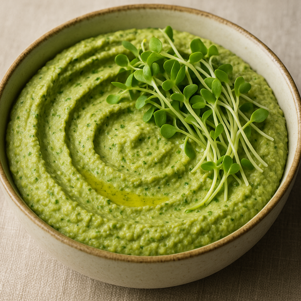 Savory Popcorn Microgreen Hummus — Popcorn microgreens recipe