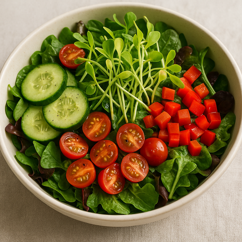 Savory Popcorn Microgreen Salad Bowl — Popcorn microgreens recipe