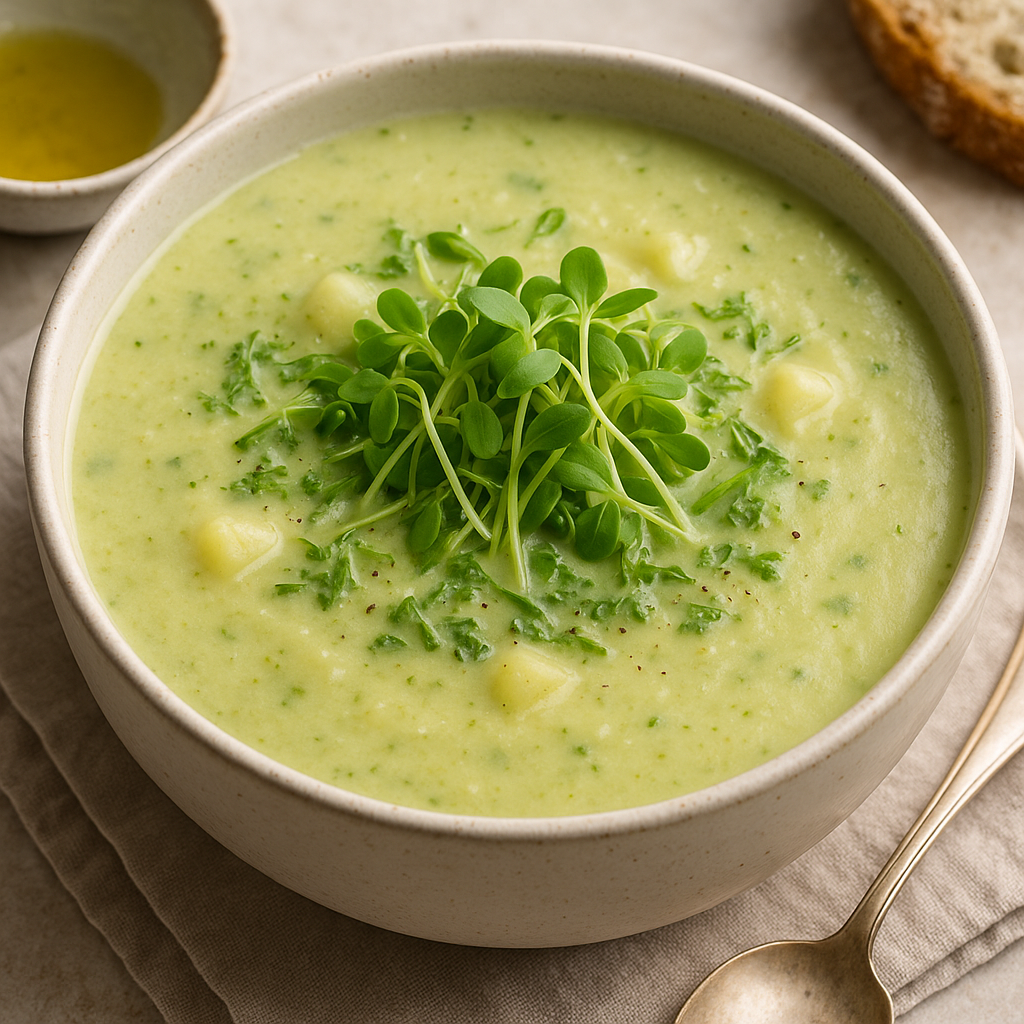 Savory Popcorn Microgreen Soup — Popcorn microgreens recipe