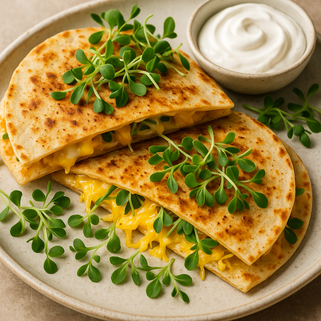 Savory Popcorn Microgreens Quesadillas