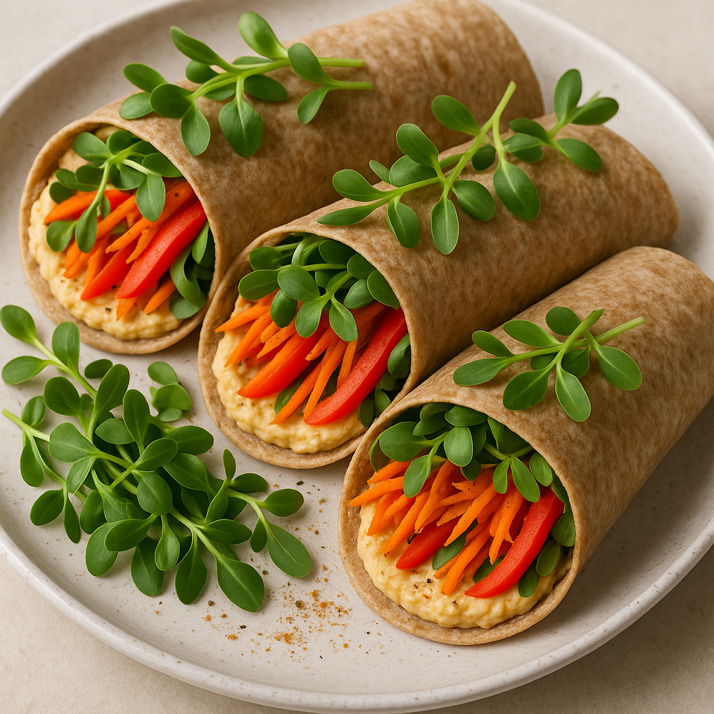 Savory Sunflower Microgreen Wraps with Hummus — Sunflower microgreens recipe