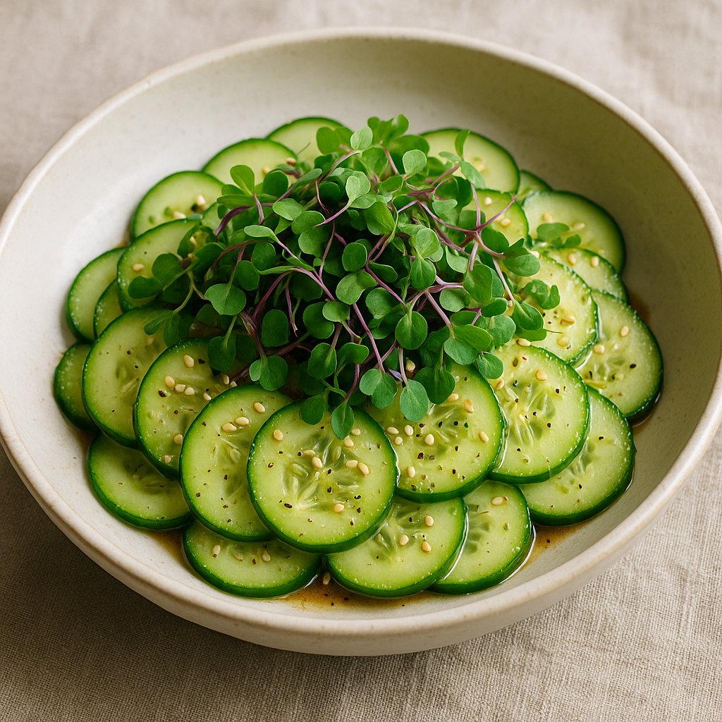 Shiso and Cucumber Salad with Sesame Dressing — Shiso microgreens recipe