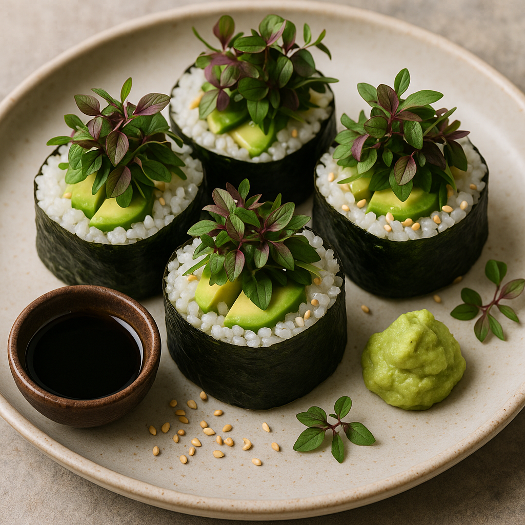 Shiso Microgreens and Avocado Sushi Rolls — Shiso microgreens recipe