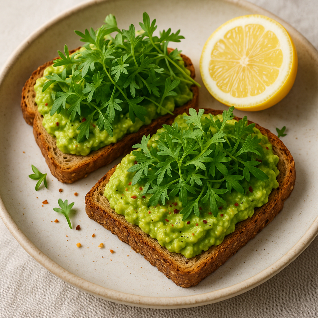 Shungiku Microgreen Avocado Toast — Shungiku microgreens recipe